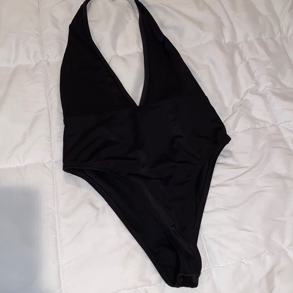 Black one piece bathing suit